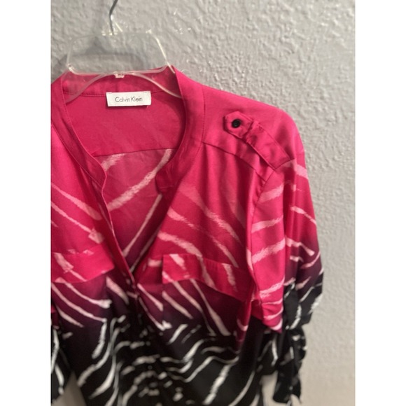 Calvin Klein Women‎ Size 1X Top Button Up Long 3/4 Roll Tab Sleeves - Picture 6 of 6